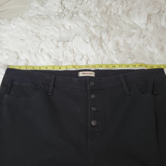 MADEWELL | HIGH RISE BUTTON FLY JEGGINGS BLACK DENIM JEAN RAW HEM PLUS SIZE 37 - Picture 14 of 17